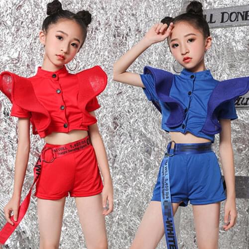 Jazz Dance Costumes Girls Cheerleading Clothing Hip Hop Dancing Set Kids Street Dancewear Stage Performance Outfit DNV12097