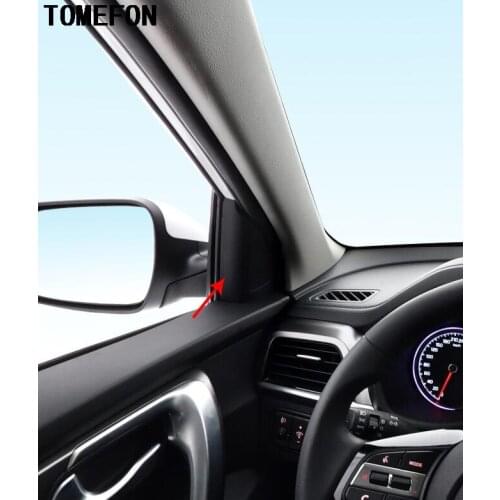 TOMEFON For KIA Sportage 2018 ABS Chrome Carbon Fiber Car Inner Door Speaker Louder Cover Frame Trim Car Interior Styling