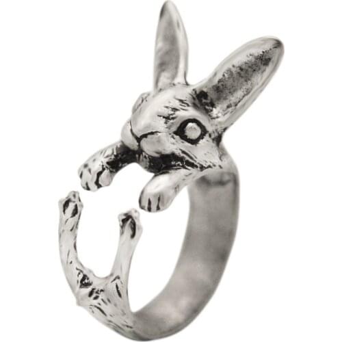Vintage Rabbit Hand Ring Adjustable Lover Couple Rings For Women Men Open Cuff Punk Rings Party Wedding Jewelry Anillos Bague