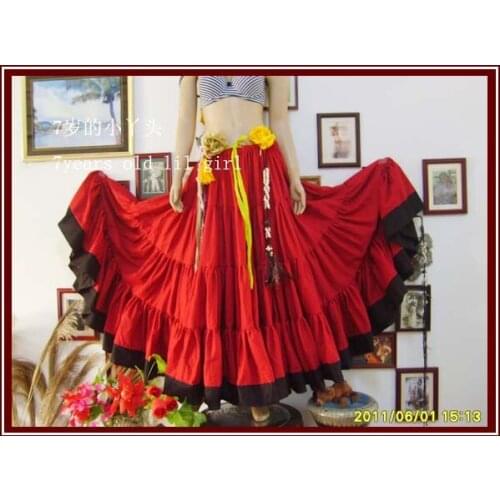 4Tiered 21Yards100%Cotton Tribal Belly Dance Skirt With Border EM03