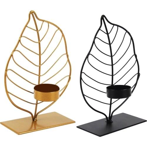 Iron Leaf Candle Holder Stand Candlestick Table Centerpiece Wedding Ornament