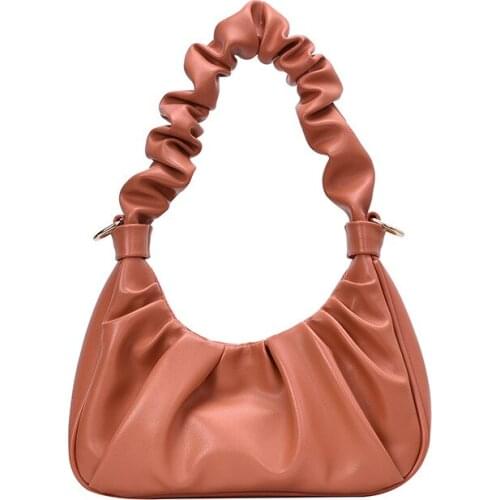 Women Retro Shoulder Bag Elegant Cloud Hobo Handbag with Ruched Design for Party Wedding Dating Underarm Bag