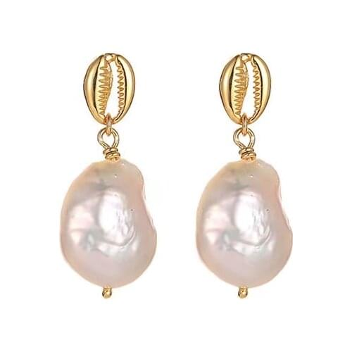 Vintage Gold Color Water Drop Shape Baroque Pearl Earrings 925 Silver Women Elegant Fashion Party Jewelry Female Romantic Gifts