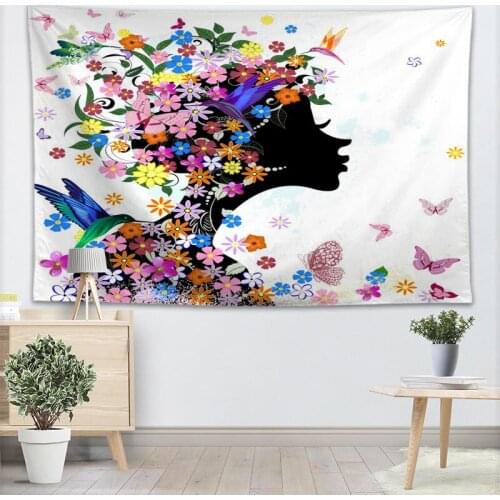Custom Tapestry Woman Flowers Tapestry Wall Hanging Tapestries Forest Tapestry Bedspread Yoga Mat Blanket Bed Table Cloth