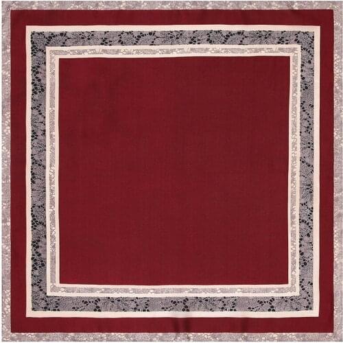 POBING 100% Silk Scarf Woman Geometric Plaid Square Scarves Luxury Bandanas Small Hijab Foulards Lady Tie Headband 53x53CM