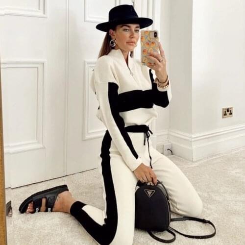 2021 Clothing New Fashion Popite Zipper Stand Collar Casual Sports Suit Two-Piece Set Women