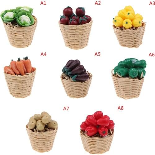 1:12 Dollhouse Miniature Food Toy Vegetable Bamboo Basket Miniature Accessories