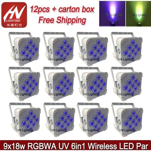 12pcs events lighting led pa9x18w RGBWA+UV IR Wireless battery operated led uplight par