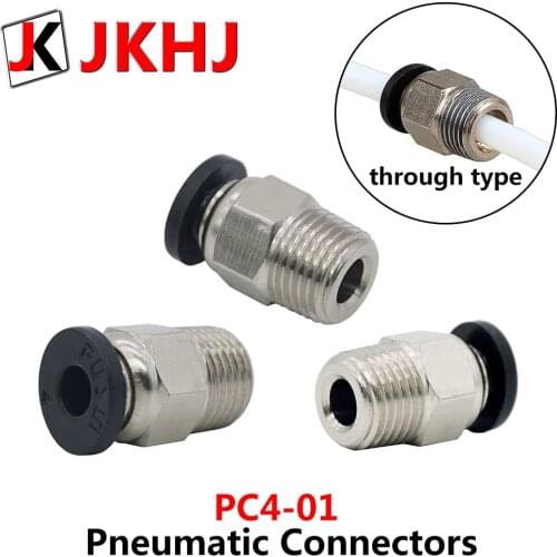 3D Printer Parts 2pcs through type Pneumatic Connectors E3D V6 Extruder J-head Hot end OD 4mm or 6mm PTFE Tube Quick Coupler