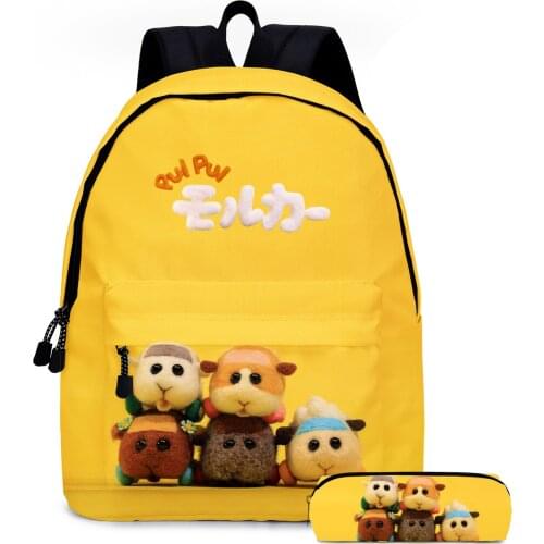 2PCS/Set Anime PUI PUI Molcar Guinea Pig Backpack Bags Anime 3D Print Cartoon Backpacks Men Women Teenage Mochilas School Bags