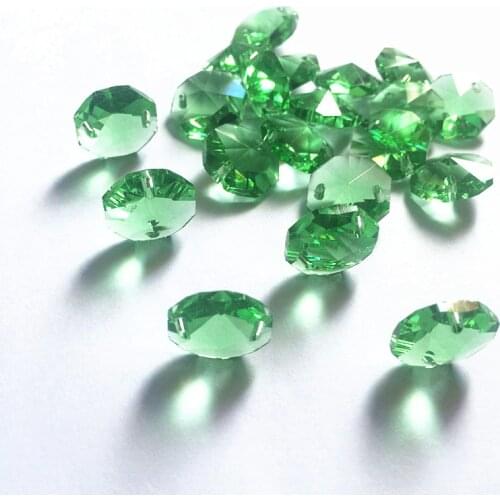 2000pcs/lot Light Green 14mm Crystal Chandelier Octagon Beads in 2 holes For Sparkle Diy Curtain Accessories Home Decoration