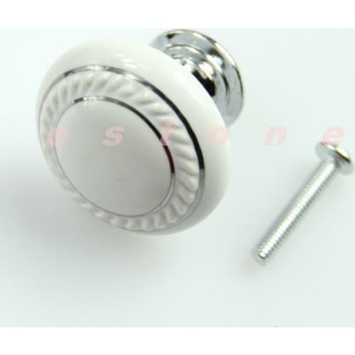 3pcs/lot White Ceramic Crystal Glass Door Knob Drawer Cabinet Kitchen Wardrobe Handle