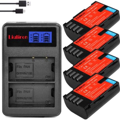 4PCS 1860mAh DMW-BLF19 DMW BLF19 BLF19 Li-ion Battery + LCD USB Charger for Panasonic Lumix DMC-GH3 DMC GH3 GH4 DMC-GH4 Camera