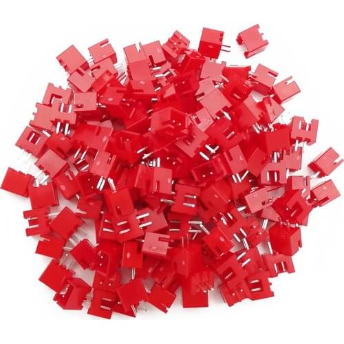 50/100/200Pcs XH-2A XH2.54-2P Red Nylon Pitch 2.54mm 2 Pin Connector Straight Pin Male Socket Kits for PCB/Electronic Circuit