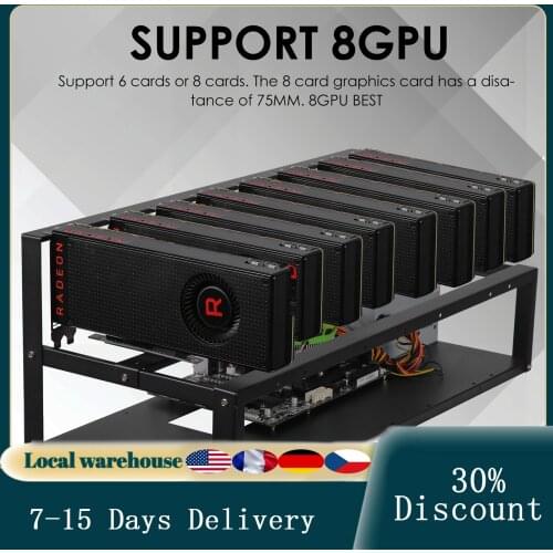 8GPU Open Miner Mining Rig Frame Case Motherboard Board Bracket Bitcoin Video Card Miner Kit Farm Rack Mineria Cooling Fan