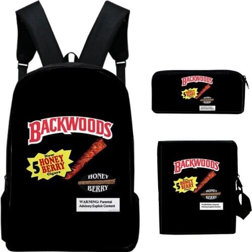 BACKWOODS CIGARS Boys Girls School Bag Backpack 3D Printed Unisex Women Men Cosply Travel Laptop Waterproof Backpacks Sets 3 PCS