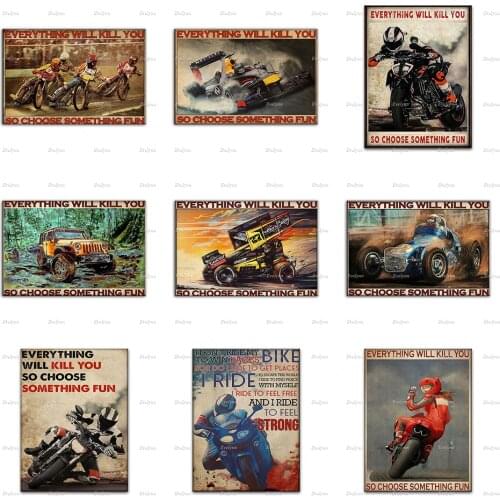 Biker Dirt Track Racing Lovers Racer Everything Will Kill You So Choose Something Fun Retro Poster Home Decor Prints Wall Art