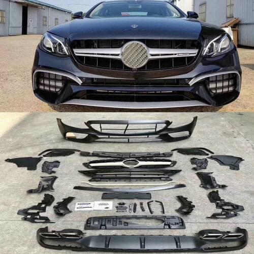 E63 S AMG Look Bodykit for Benz E Class W213 E200 E300 Bodykits FRP Front Bumper+Rear diffuser+Exhaust Pipes+Front Grill Lips