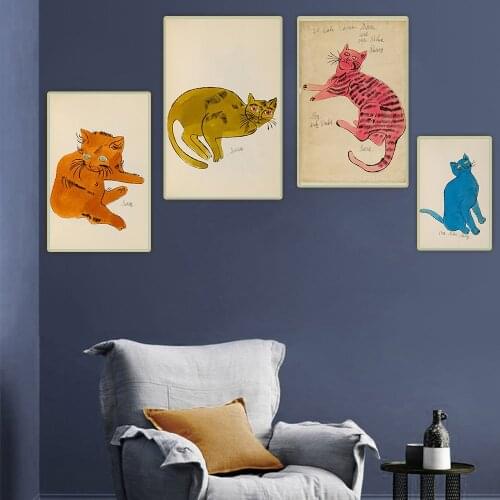 Citon Andy Warhol《The Great Cat》Pop Art Canvas Oil Painting Artwork Poster Decorative Picture Wall Decor Home Decoration