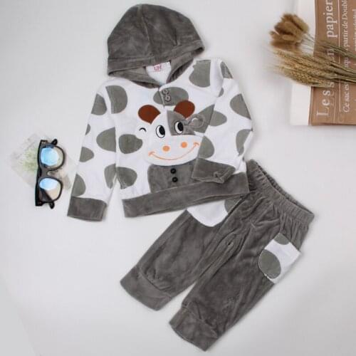 Baby Clothing 2021 Autumn Winter New Baby Boy Girl Long-sleeve Hooded Sweatshirt + Pants Outfit Kids Suit Costume Infant Clothes