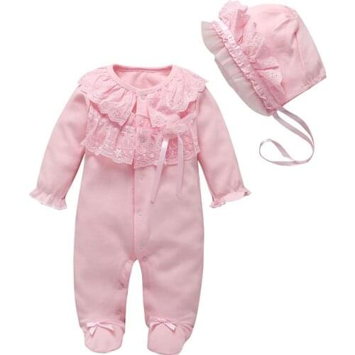 Baby Rompers Girl One Piece Romper+Hat Autumn Winter Long Sleeve Jumpsuit Cotton Toddler Clothing Infant Rompers Kids Jumpsuit30