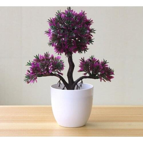 Artificial Bonsai Simulated Desk Decor Plastic Guest-Greeting Pine Potted Plant for Office