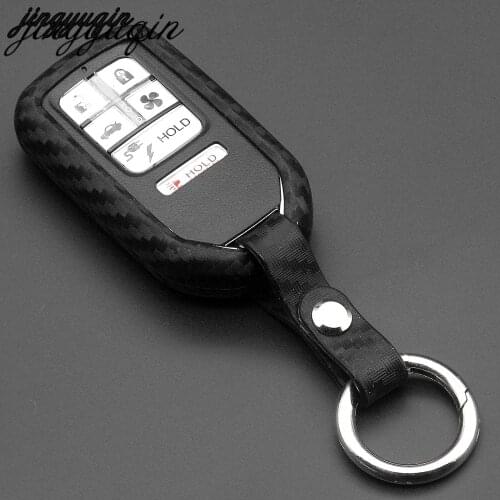 Jingyuqin for Honda CRV Pilot Accord Civic Fit Freed Jazz BRV HRV Vezel City Keyless Case Carbon Silicone Car Remote Key Cover