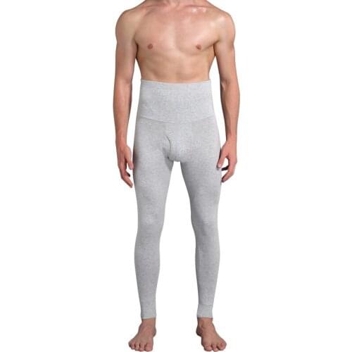 Cotton Mens Long Johns Pants High Waist Tummy Control Slimming Shaper Compression Pijamas Pants Tights Thermal Underwear Bottoms
