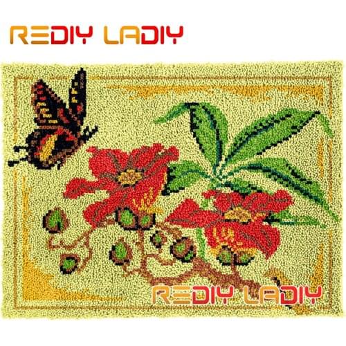 Latch Hook Rug Butterfly Flowers Plush Wall Tapestry DIY Carpet Rug Thick Yarn Arts Cushion Crochet Floor Mat Home Decor Giftss