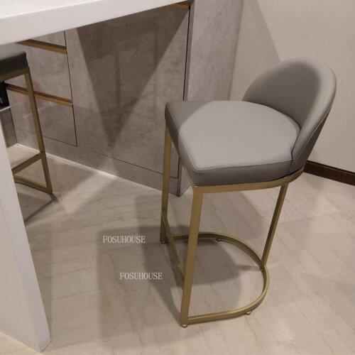 Nordic Leather Back Bar Chairs Living Room Furniture Small Apartment High Bar Stool Simple Modern Hotel Club Casual Bar Chairs