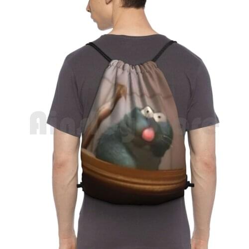 Remy The Vomiting Rat Backpack Drawstring Bags Gym Bag Waterproof Funny Meme Food Ratatouille Mouse Vomit Hilarious Rat
