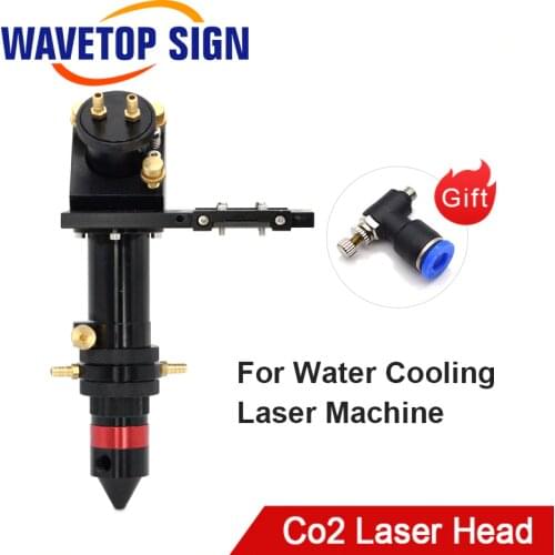 WaveTopSign CO2 Laser Head with Water Cooling Interface Mirror 30x3mm Focus Lens 20/25x63.5mm for Water Cooling Laser Machine