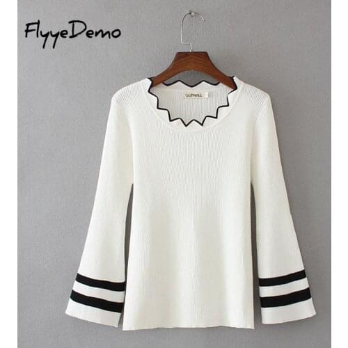 Fashion Women Autumn Winter Knitted Sweaters Irregular Neck Flare Sleeve Solid Loose Knitwear Pullovers Sueter Mujer Plus Size