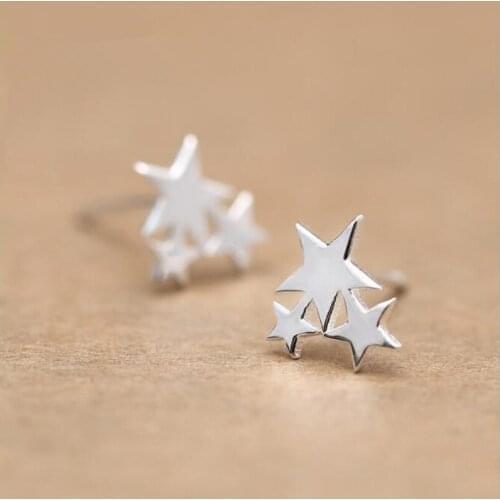 New Exquisite Temperament 925 Sterling Silver Jewelry Korean Fashion Small Stars Anti-allergic Female Earrings SE118
