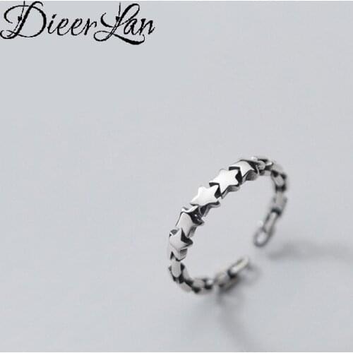 Punk 925 Sterling Silver Star Finger Rings For Women Antique Ring Christmas Gifts Jewelry 2021