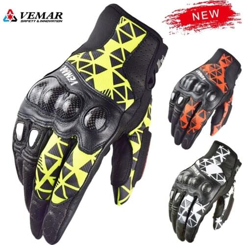 Perforated Breathable Motocross Gloves Touch Screen Outdoor Sports Cycling MTB Bike Motorcycle Gloves Carbon Fiber Accessories