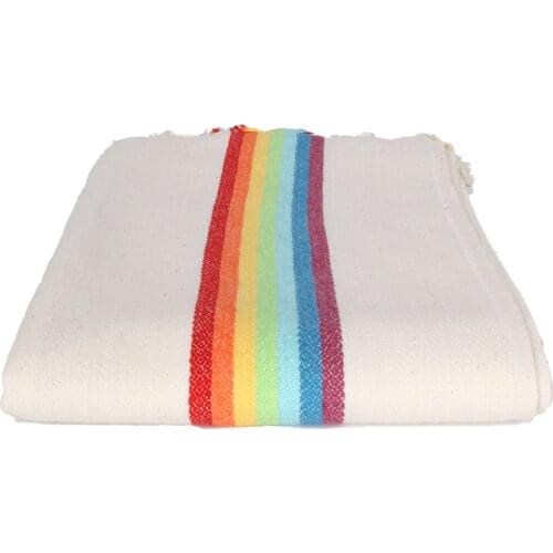 Rainbow Design Peshtemal, Turkish Towel, Cotton, Beach Towel, Wholesale Peshtemal Towel Beige