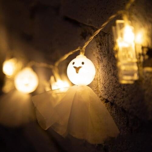 Portable Delicate High Brightness LED Gauze Ghost String Lamps USB Charging Halloween Lights High Brightness for Garden