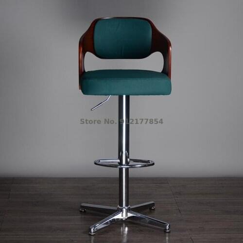 Solid Wood Bar Chair Lift Bar Chair Nordic High Bar Stool Home European Backrest Front Desk Chair Modern And Simple
