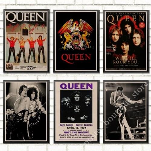 Queen Band Music Kraft Paper Poster Freddie Mercury,Brian May Vintage High Quality Drawing core Decorative Painting Wall Sticker