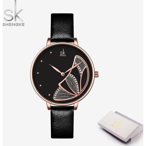 Shengke 0118 Brand Lady Elegant Bracelet Watch Leather Strap Quartz Fashion Casual Dress Women Crystal Wrist Watch reloj mujer