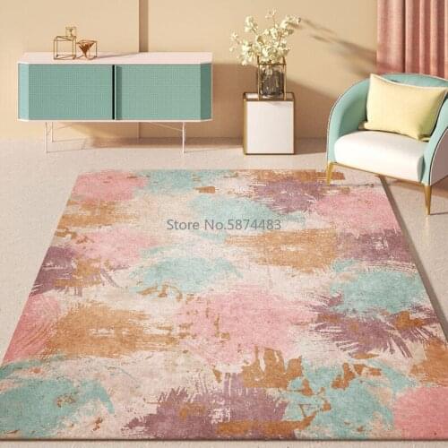 Modern and Old Retro Abstract Color Block Pink Green Rust Yellow Living Room Bedroom Bedside Carpet