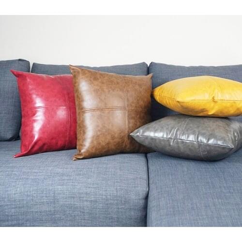 Light luxury cross pattern PU leather cushion cover Sofa back Pillowcase solid color custom made Pillow 45x45cm&30x50cm