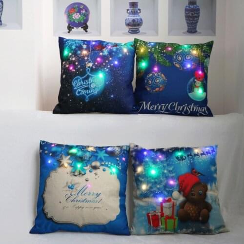 LED Light Blue Starry Sky Cushion Cover 45*45cm Cotton Linen Pillow Covers Home Decor Sofa Cushions Pillow Cases KD-0599