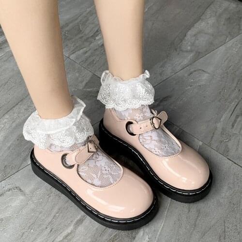Lolita Shoes Patent Leather Women Mary Janes Shoes Spring Autumn Girls Platform Woman Flats Round Toe Ladies Shoes Black Flats
