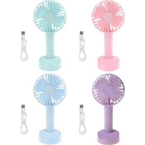USB or AAA Battery Powered Handheld Desk USB Fan with 3 Speed Cellphone Holder