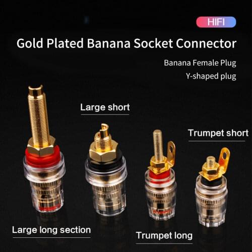YYAUDIO Copper gold plated banana binding post,amplifier crystal ternminal,banana jack 2pcs black+2pcs red for hot selling