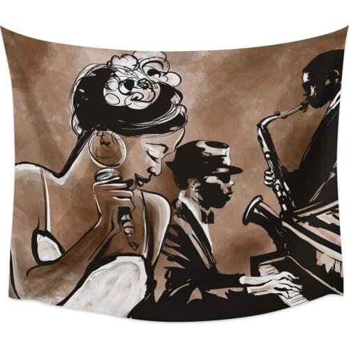 Woman Singer Piano Musical Instrument Retro Tapestry Wall Hanging Living Room Decor Dorm Bedroom Bedside Backdrop Cloth