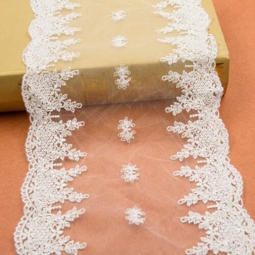 1 Meter Lace Fabric DIY Clothing Accessories White Embroidery Tulle Lace Trims For Sewing Wedding Dress Lace Trimmings 18.6cm