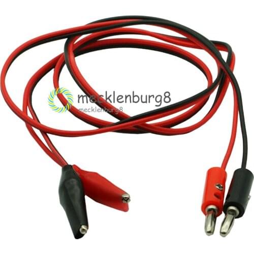 1 Pair Banana Plug 4mm To Shrouded Copper Electrical Clamp Alligator Clip Test Cable Leads 1M For Multimeter Testing Probe